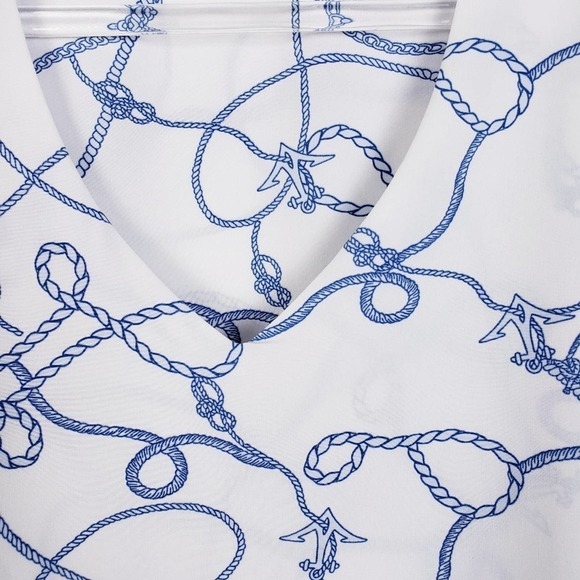 Jenny Boston Boutique Sleeveless White & Blue Rope design Swing Top Size Large - Picture 11 of 11